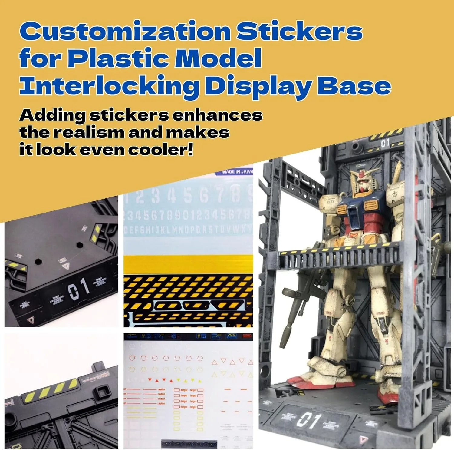 Plastic Model Display Items Set (Plastic Model Gundam Interlocking Display Base x2, Customization Stickers x1, Sanding Stick #120・#240・#600・#800・#1000)