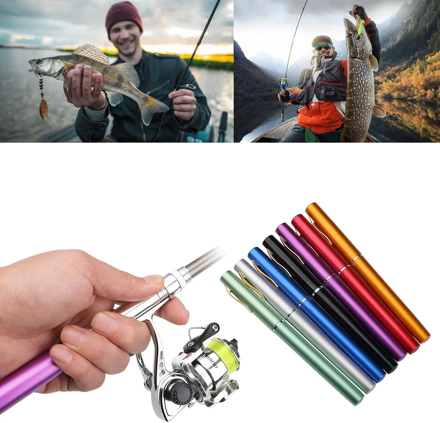 Pocket Fishing Rod Pen Fishing Rod Telescopic Fishing Rod with Reel Fishing Rod Reel Combo Set
