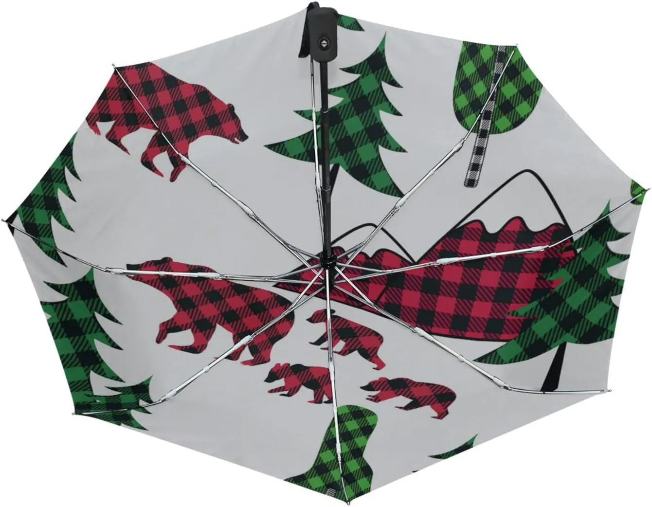 Poeticcity Automatic Folding Umbrella, Auto Open/Close 3 Folds Parasol, Compact Windproof Strong Umbrellas for Travel Sun & Rain