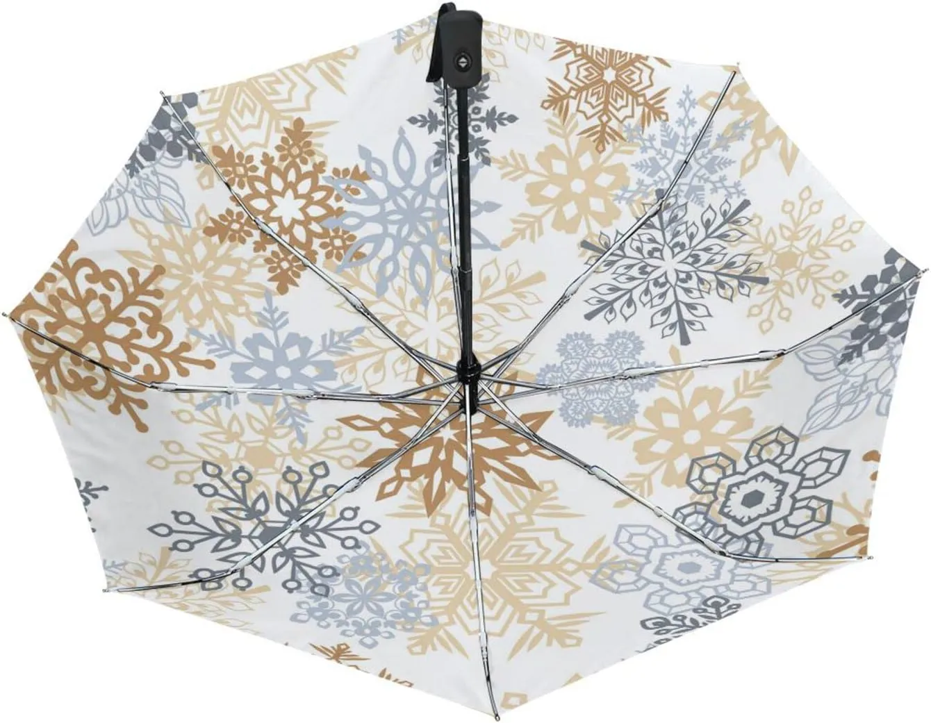 Poeticcity Automatic Folding UPF 50  Anti-UV Rain Umbrella, Auto Open/Close 3 Folds Sun Parasol Canopy Windproof Compact Travel Umbrella