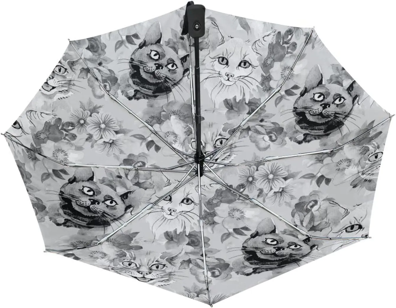 Poeticcity Automatic Folding UPF 50  Anti-UV Rain Umbrella, Auto Open/Close 3 Folds Sun Parasol Canopy Windproof Compact Travel Umbrella