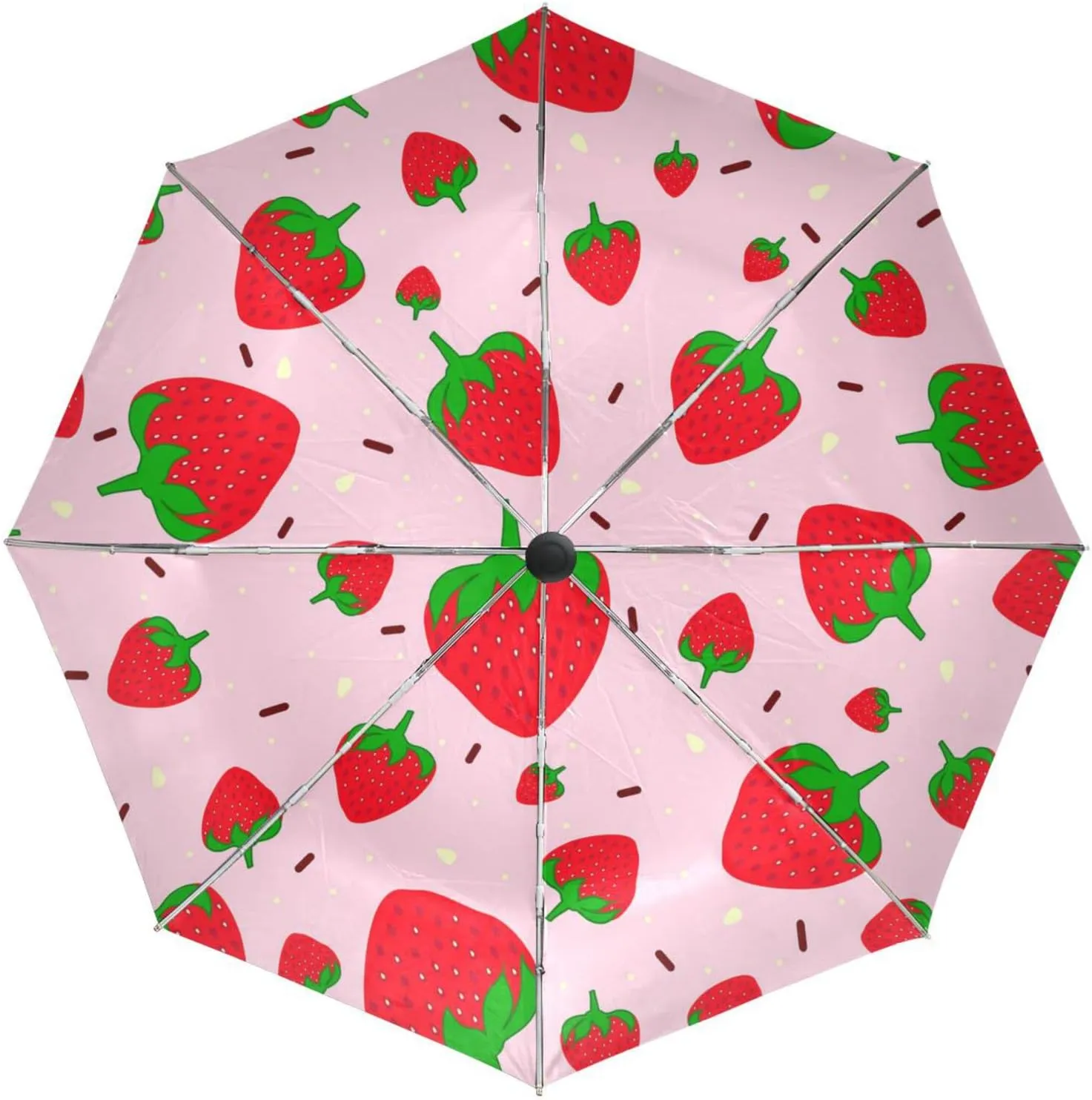 Poeticcity Automatic Folding UPF 50  Anti-UV Rain Umbrella, Auto Open/Close 3 Folds Sun Parasol Canopy Windproof Compact Travel Umbrella