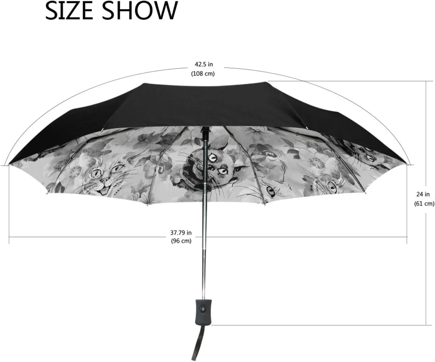 Poeticcity Automatic Folding UPF 50  Anti-UV Rain Umbrella, Auto Open/Close 3 Folds Sun Parasol Canopy Windproof Compact Travel Umbrella