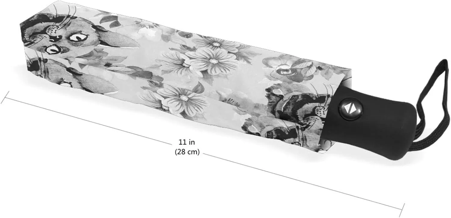 Poeticcity Automatic Folding UPF 50  Anti-UV Rain Umbrella, Auto Open/Close 3 Folds Sun Parasol Canopy Windproof Compact Travel Umbrella