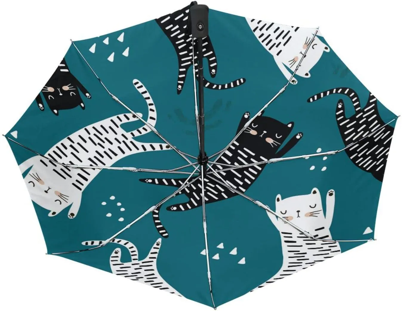 Poeticcity Automatic Folding UPF 50  Anti-UV Rain Umbrella, Auto Open/Close 3 Folds Sun Parasol Canopy Windproof Compact Travel Umbrella