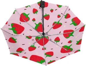Poeticcity Automatic Folding UPF 50  Anti-UV Rain Umbrella, Auto Open/Close 3 Folds Sun Parasol Canopy Windproof Compact Travel Umbrella