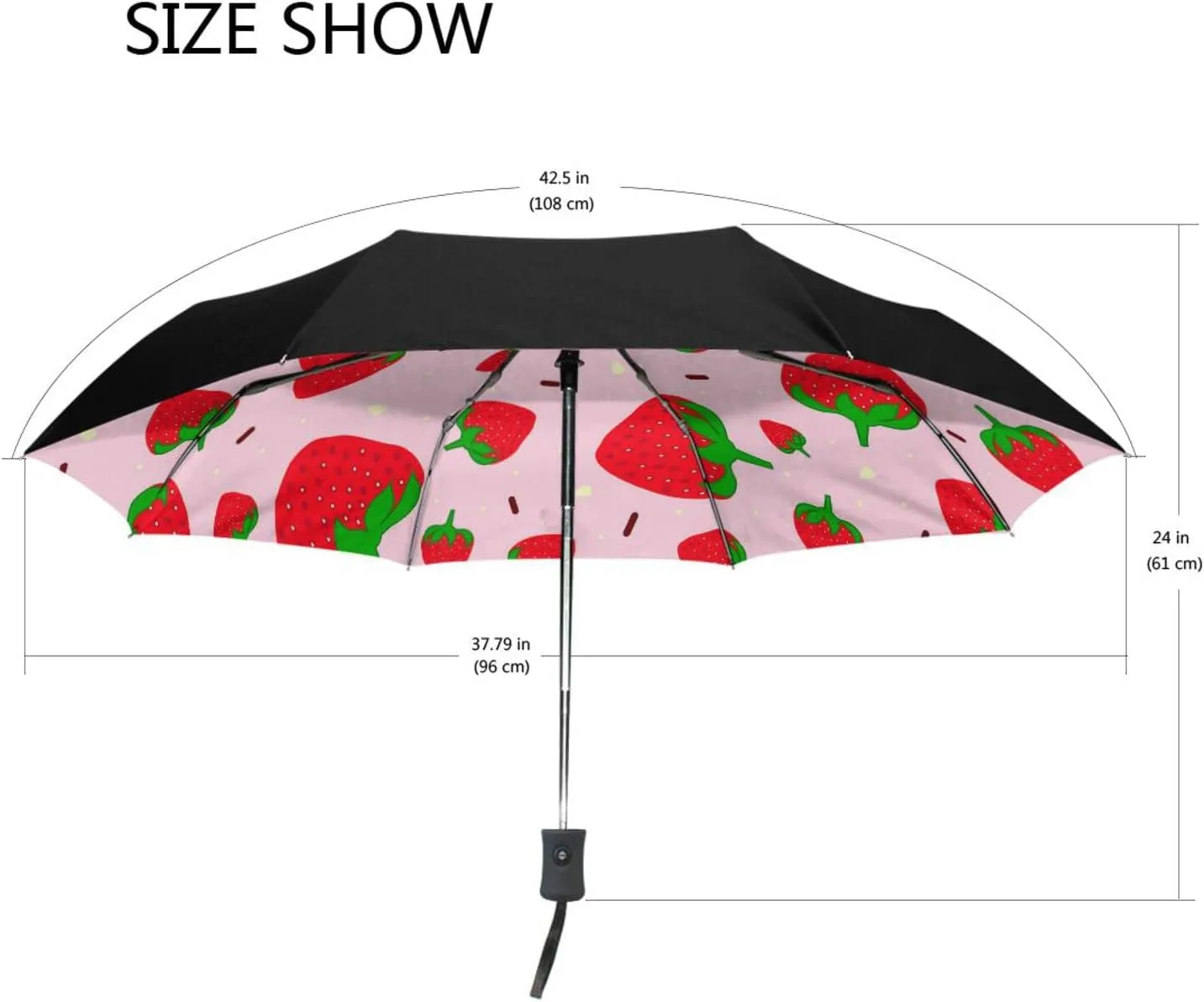 Poeticcity Automatic Folding UPF 50  Anti-UV Rain Umbrella, Auto Open/Close 3 Folds Sun Parasol Canopy Windproof Compact Travel Umbrella