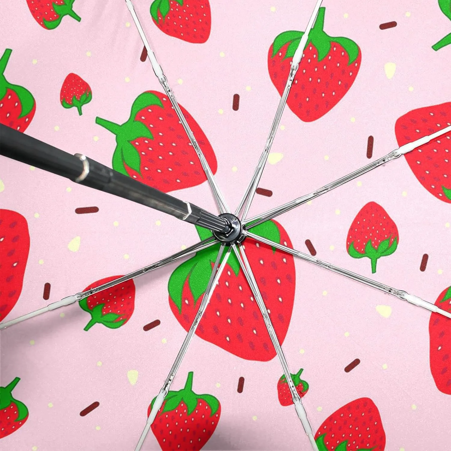 Poeticcity Automatic Folding UPF 50  Anti-UV Rain Umbrella, Auto Open/Close 3 Folds Sun Parasol Canopy Windproof Compact Travel Umbrella