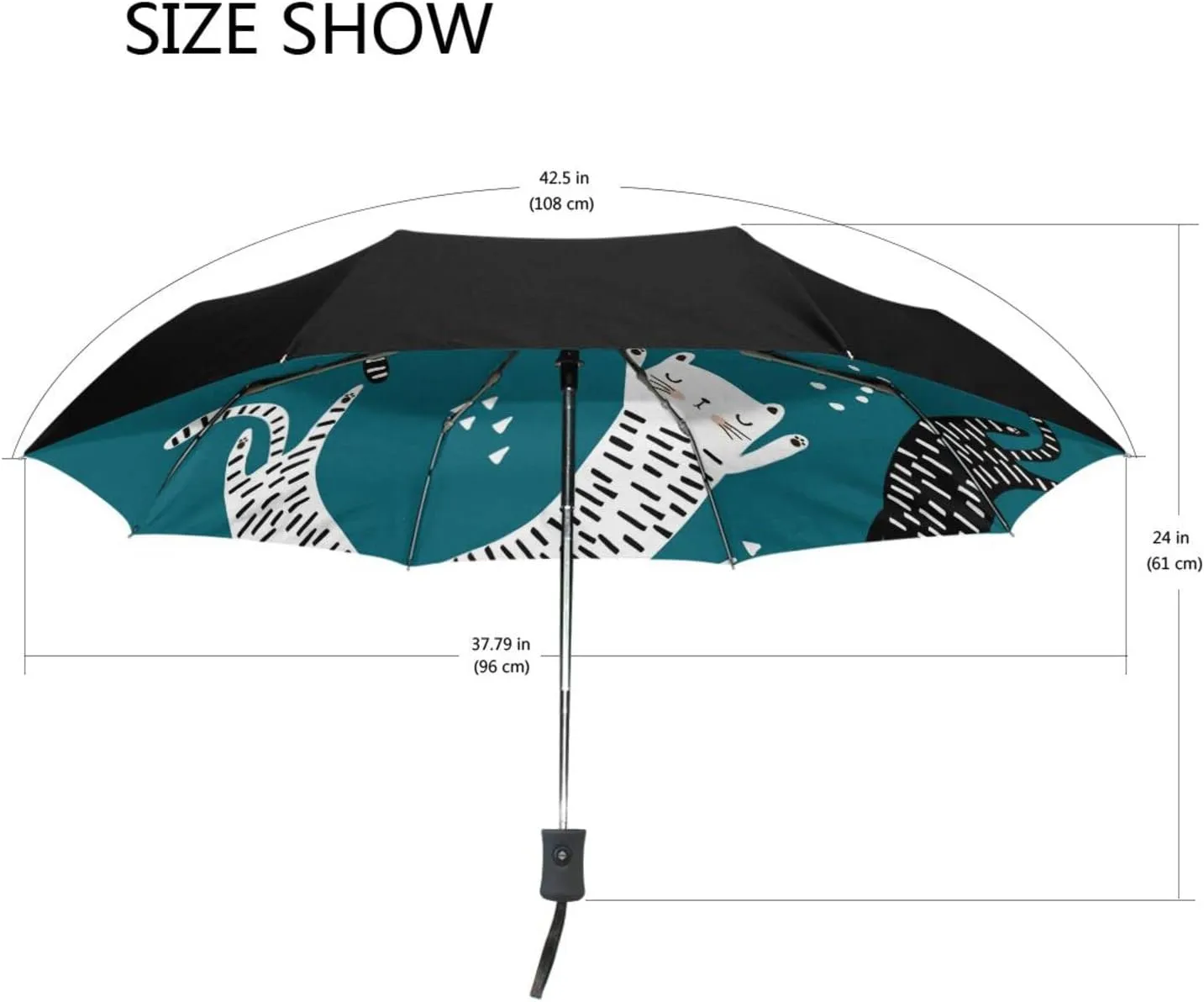 Poeticcity Automatic Folding UPF 50  Anti-UV Rain Umbrella, Auto Open/Close 3 Folds Sun Parasol Canopy Windproof Compact Travel Umbrella