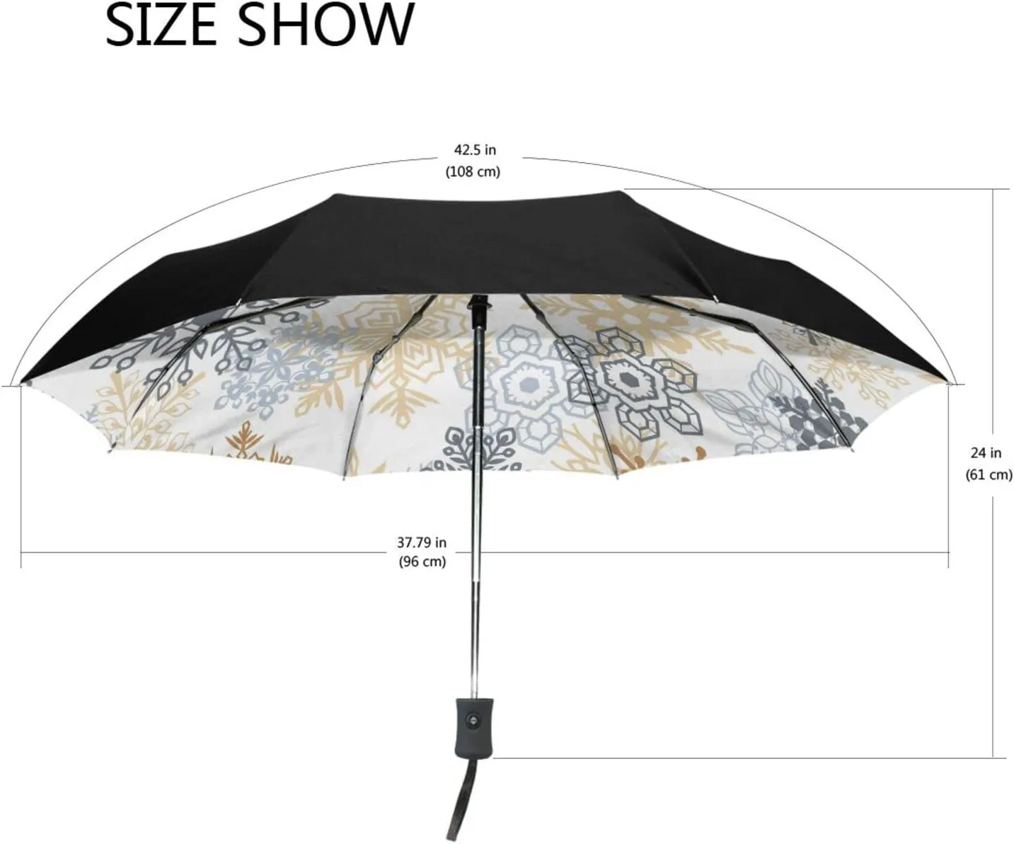 Poeticcity Automatic Folding UPF 50  Anti-UV Rain Umbrella, Auto Open/Close 3 Folds Sun Parasol Canopy Windproof Compact Travel Umbrella