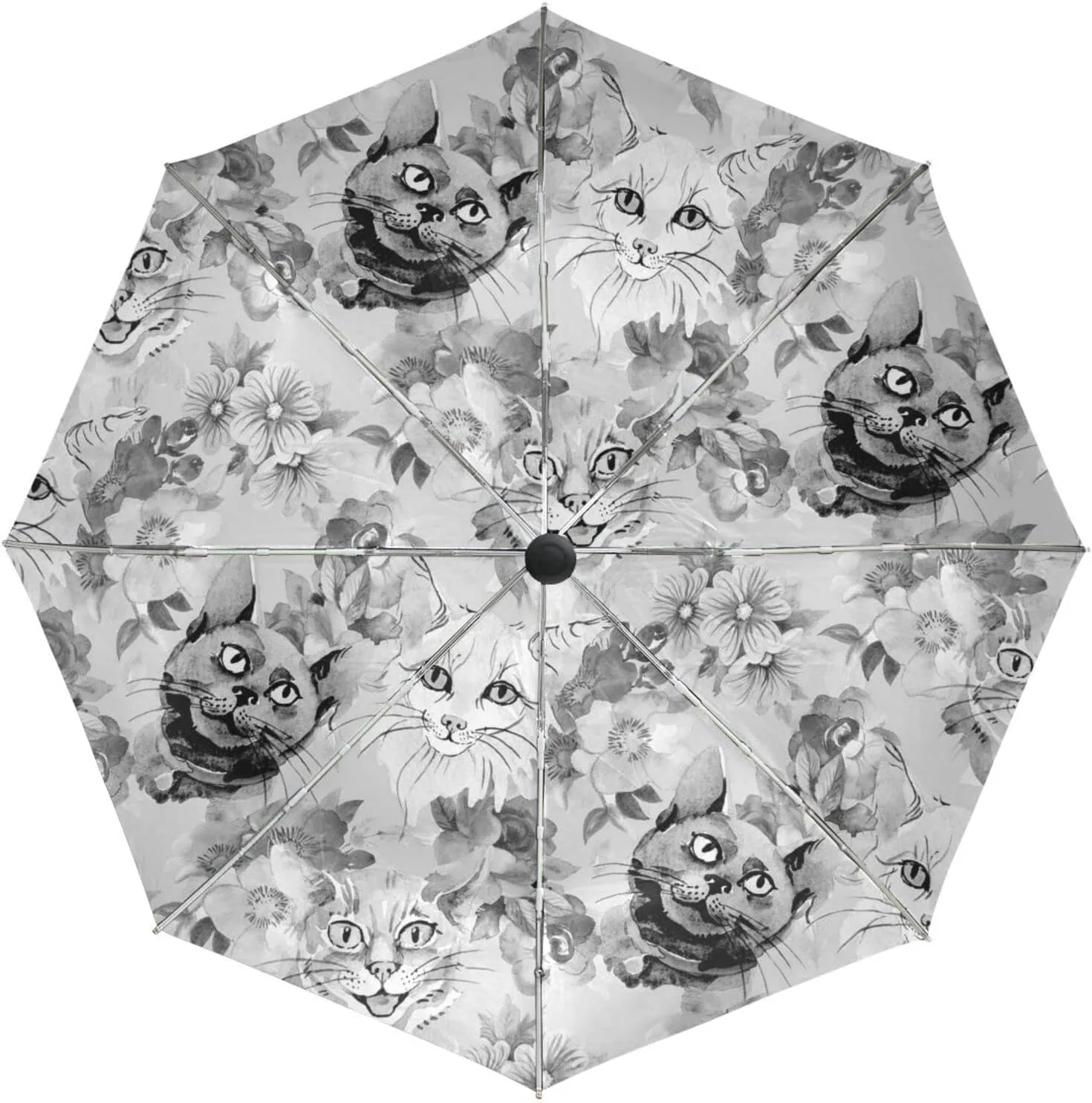 Poeticcity Automatic Folding UPF 50  Anti-UV Rain Umbrella, Auto Open/Close 3 Folds Sun Parasol Canopy Windproof Compact Travel Umbrella