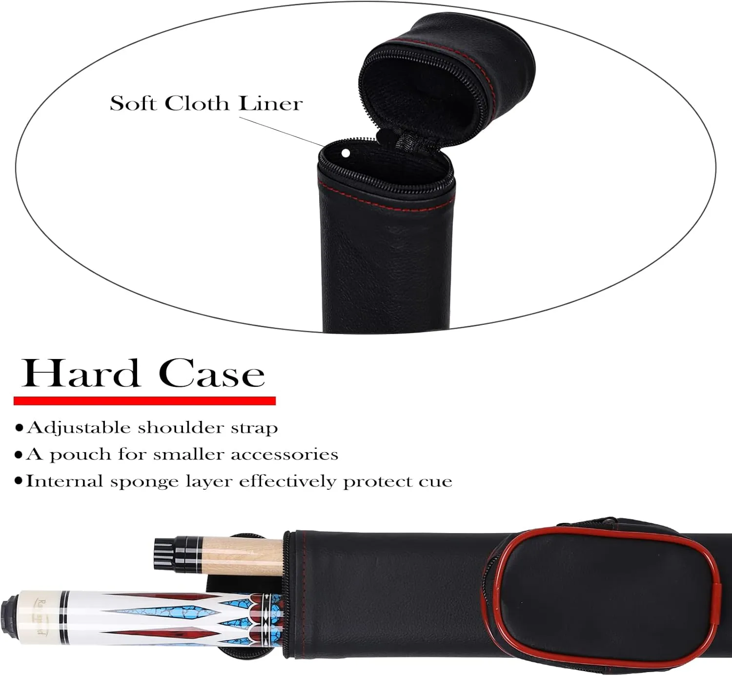 Pool Cue Stick with Hard Case Hardwood Canadian Maple Professional Billiard Pool Stick 58" 2-Pieces 19/20oz Pool Stick Set