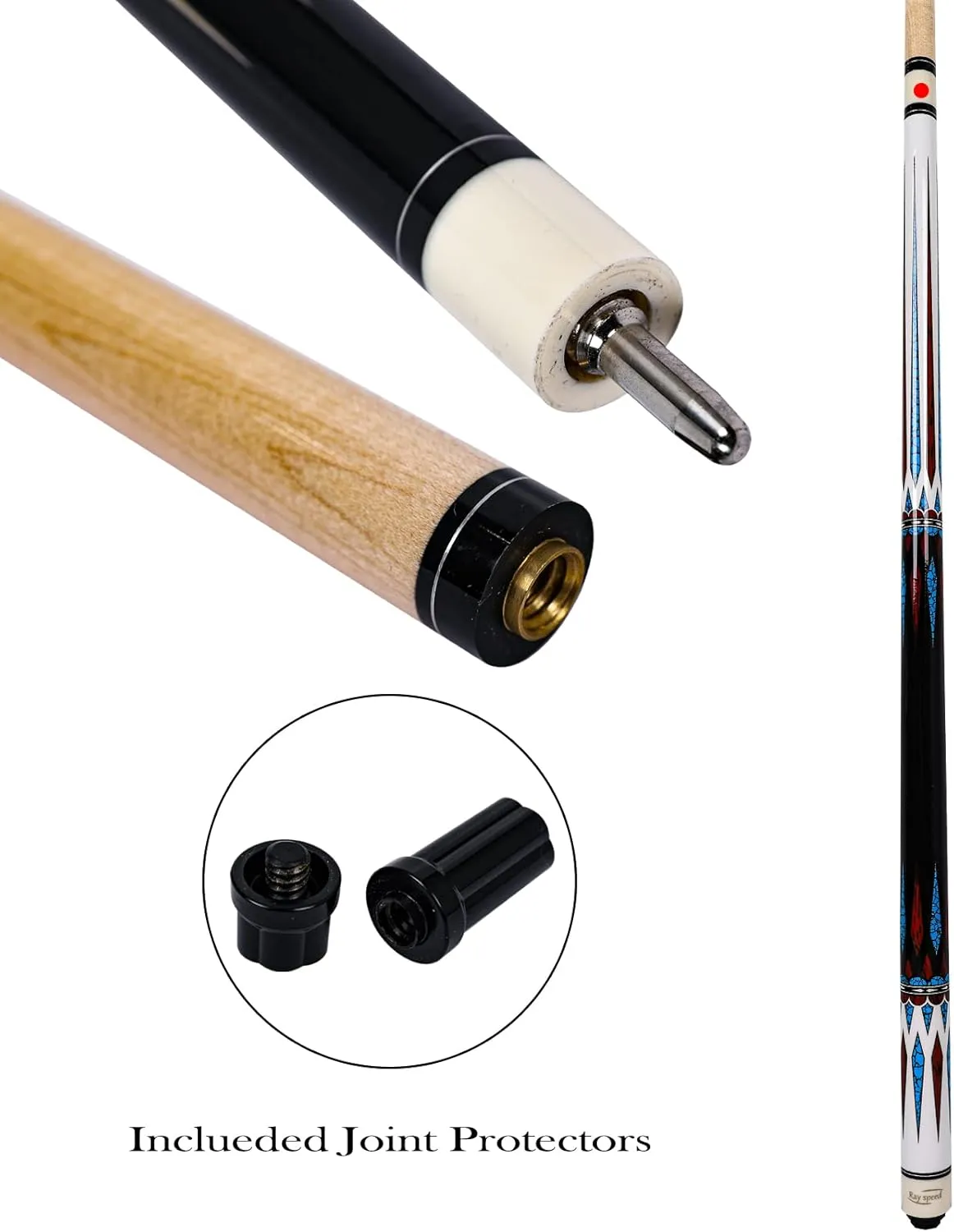 Pool Cue Stick with Hard Case Hardwood Canadian Maple Professional Billiard Pool Stick 58" 2-Pieces 19/20oz Pool Stick Set