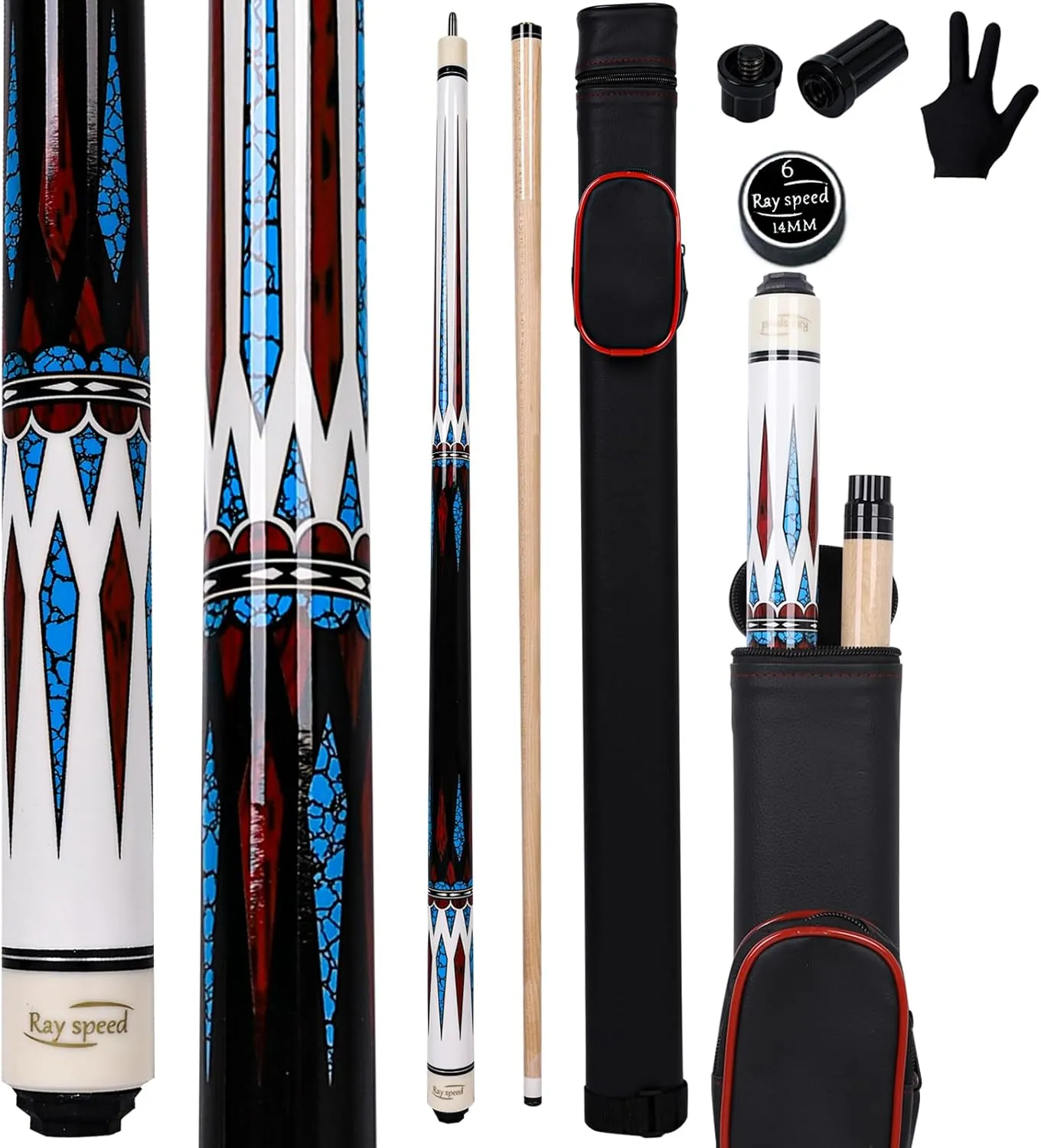 Pool Cue Stick with Hard Case Hardwood Canadian Maple Professional Billiard Pool Stick 58" 2-Pieces 19/20oz Pool Stick Set