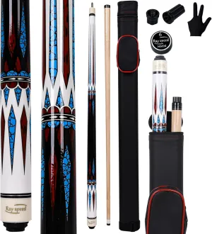 Pool Cue Stick with Hard Case Hardwood Canadian Maple Professional Billiard Pool Stick 58" 2-Pieces 19/20oz Pool Stick Set