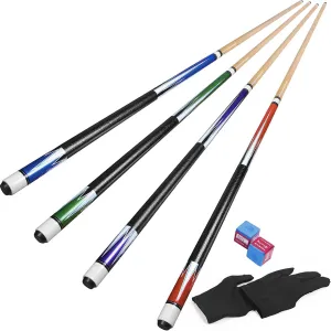 Pool Cues,58" Pool Cue Sticks Set Canadian Maple Wood Billiard Cues Stick for Professional Billiard Fans Players 18-21 oz