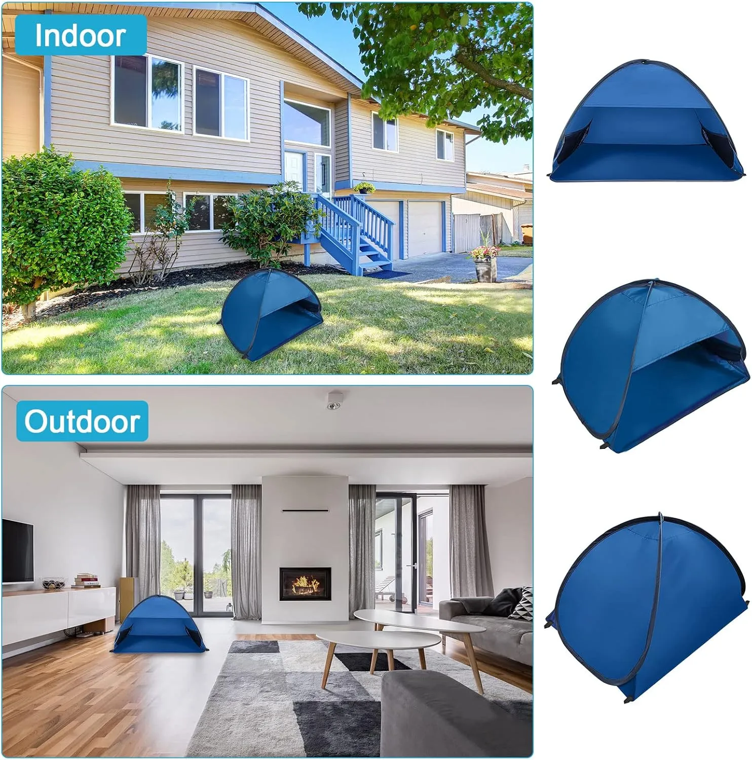Pop Up Beach Sun Tent, 1 Pack Foldable Anti-UV Mini Automatic Pop Up Tent with 4 Water Storage Bag Instant Sun Protection Canopy with Fixed Nails for Outdoors Camping Picnic Beach