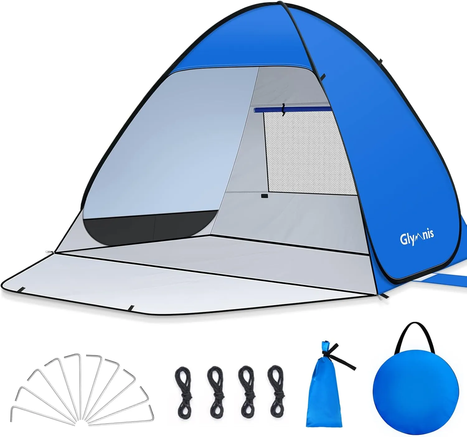 Pop Up Beach Tent Beach Shade Tent for 1-4 Persons Sun Shelter UPF 50  Enclose Zipper Door Portable Easy Up Beach Tent