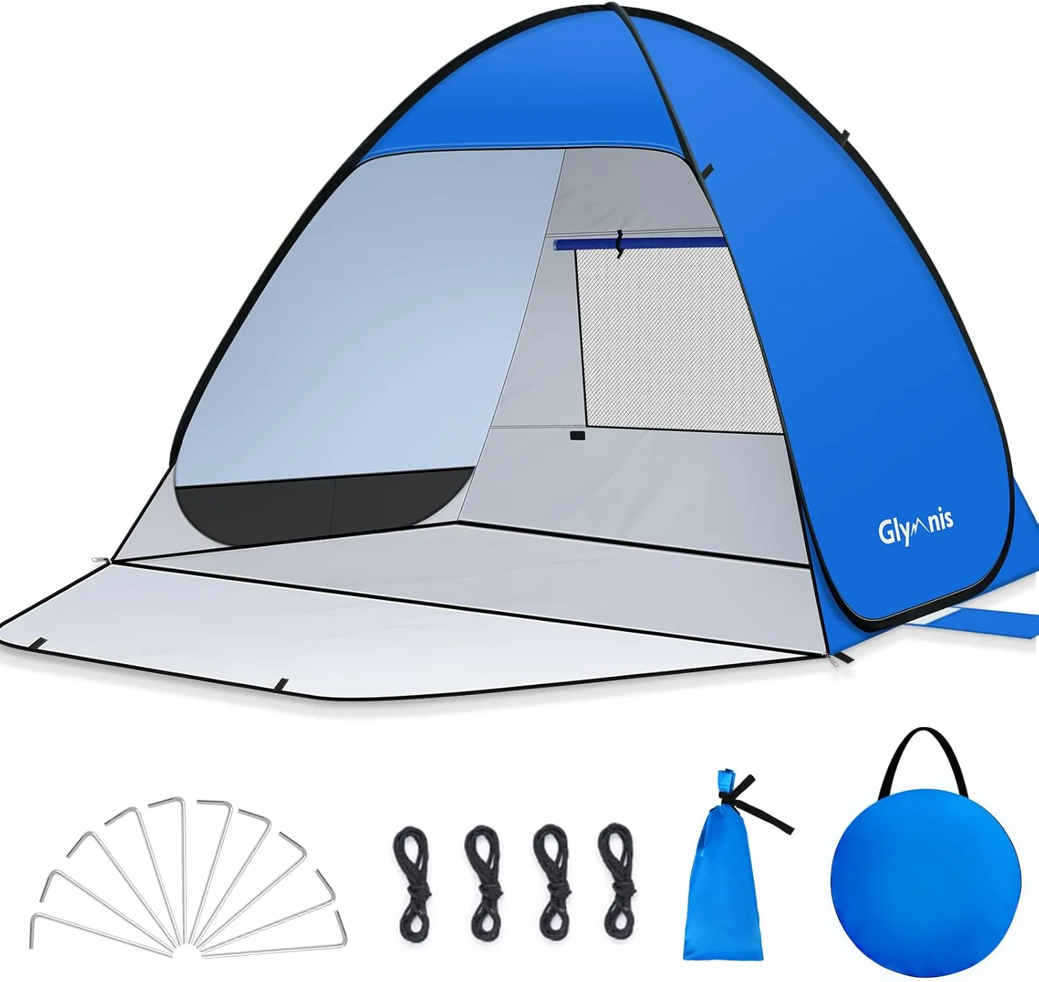 Pop Up Beach Tent Beach Shade Tent for 1-4 Persons Sun Shelter UPF 50  Enclose Zipper Door Portable Easy Up Beach Tent