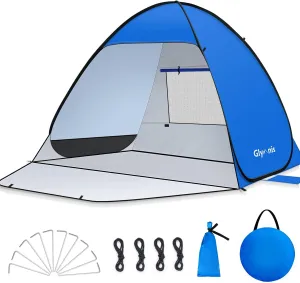 Pop Up Beach Tent Beach Shade Tent for 1-4 Persons Sun Shelter UPF 50  Enclose Zipper Door Portable Easy Up Beach Tent