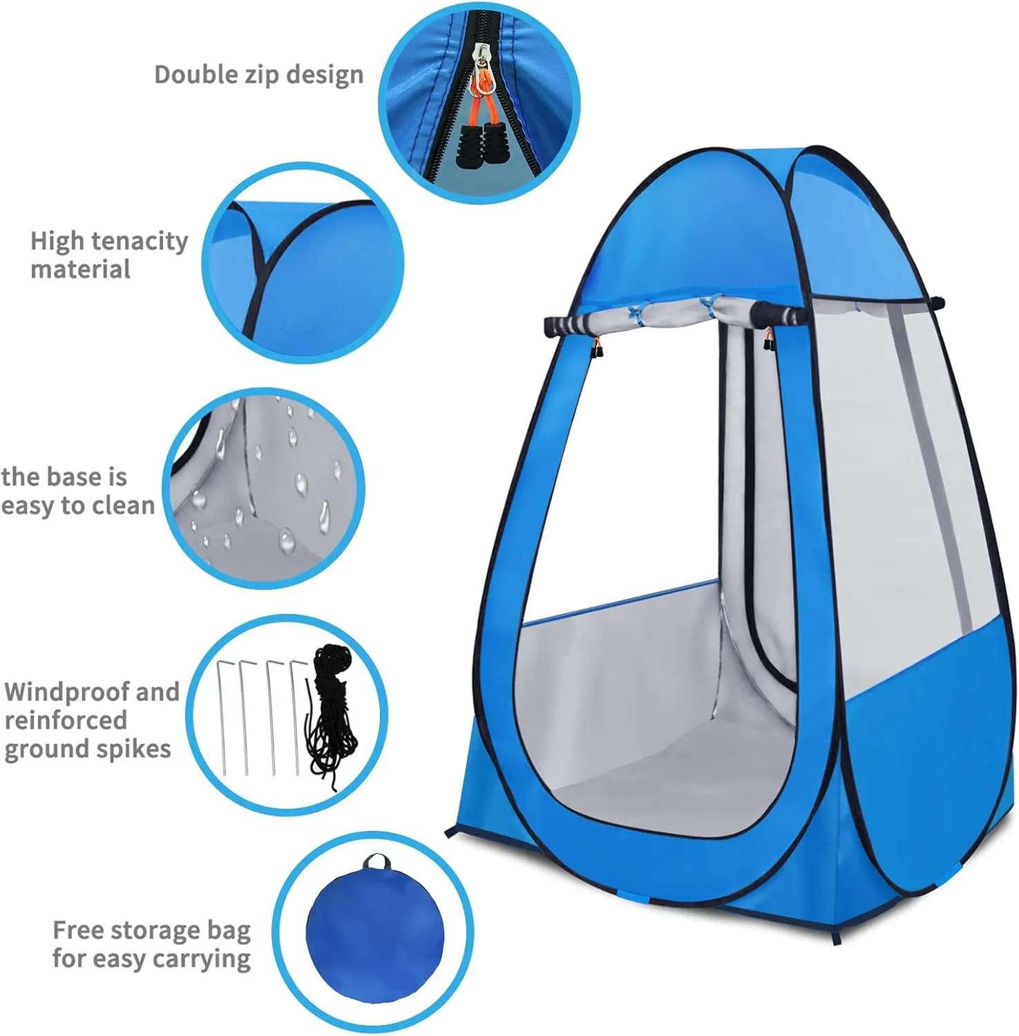 Pop Up Tent, Clear Outdoor Tents Sports Fishing, Rainproof and Windproof Beach Camping, Lightweight and Sturdy, Easy Set Up, UPF 50  Portable Folding 39" x 64"