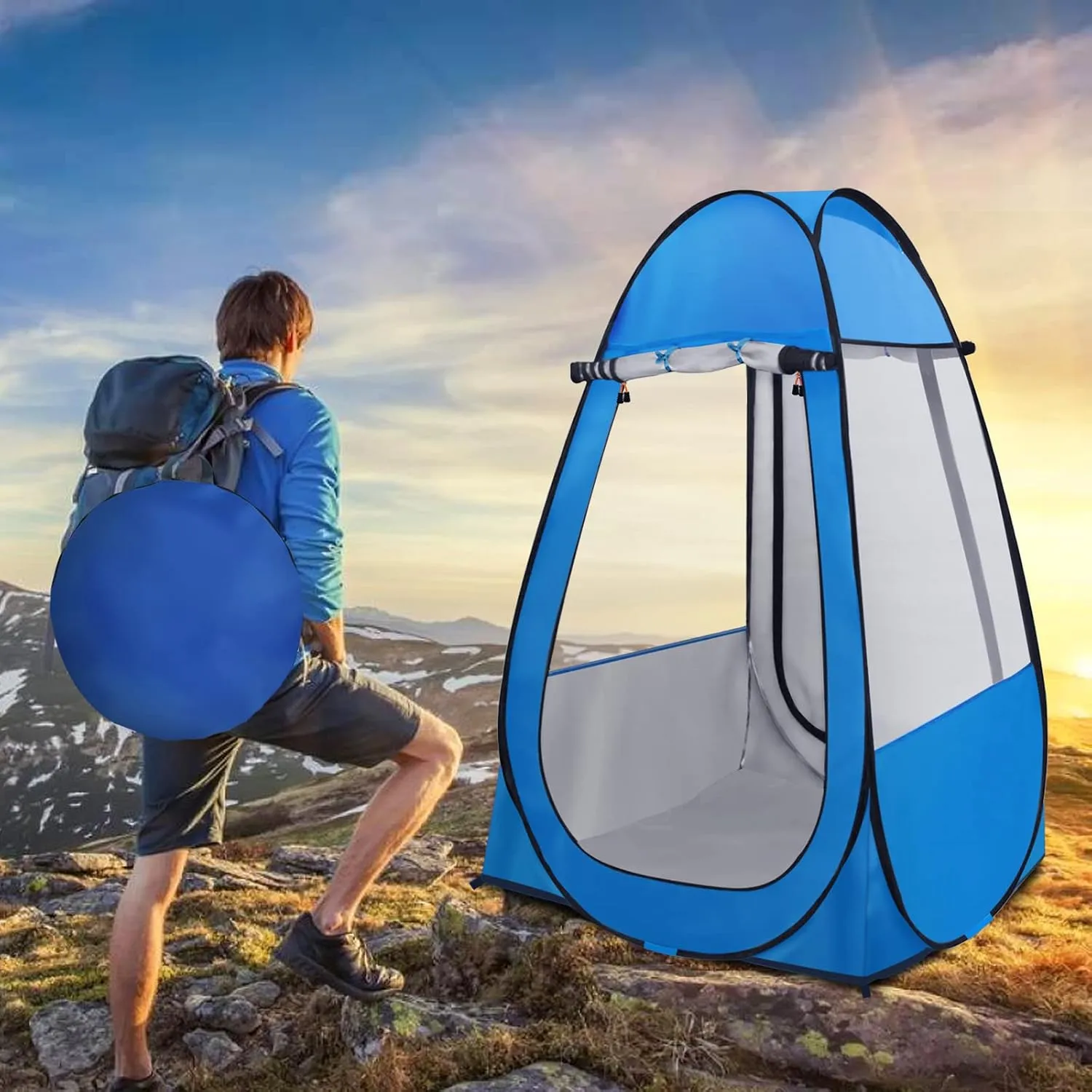 Pop Up Tent, Clear Outdoor Tents Sports Fishing, Rainproof and Windproof Beach Camping, Lightweight and Sturdy, Easy Set Up, UPF 50  Portable Folding 39" x 64"