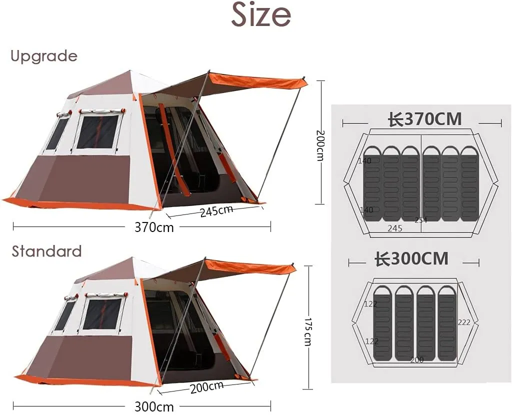Pop Up Tent for 3 to 4 Person, Camping Outdoor Tent, Family Camping Tent with 360° Panoramic View, Ventilation, Waterproof Dome Tent for Kids, Camping, Beach, and Outdoor