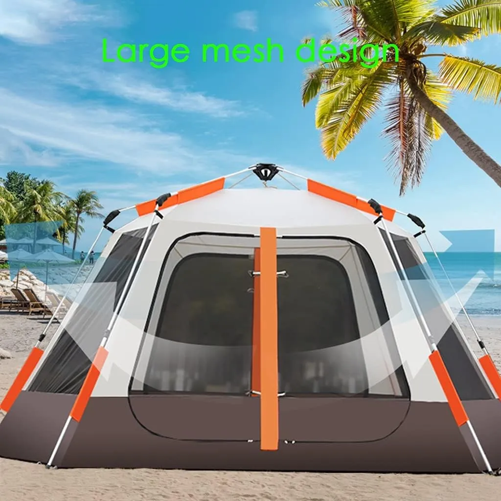 Pop Up Tent for 3 to 4 Person, Camping Outdoor Tent, Family Camping Tent with 360° Panoramic View, Ventilation, Waterproof Dome Tent for Kids, Camping, Beach, and Outdoor