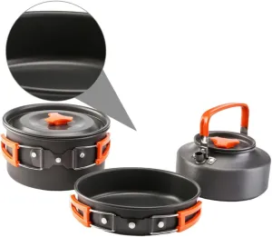 POPETPOP 2-3 Person Camping Pot Set Aluminum Cookware Set for Outdoor Cooking Portable Camping Cookware Pot Pan and Spatula
