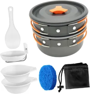POPETPOP Travel Cooking Lightweight Outdoor Cookware for Camping and Hiking Food Grade Materials Non Stick