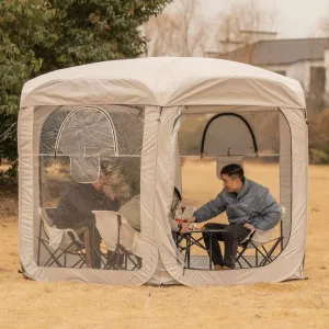 Porayhut Pop up Bubble Tent Screen House 10’X10’Large Camping Sun Shelter,Weather and Cold Proof Pod with Detachable Sunshade Cloth,Waterproof Floor,2 Zipper Doors & 4 Mesh Breathable Windows