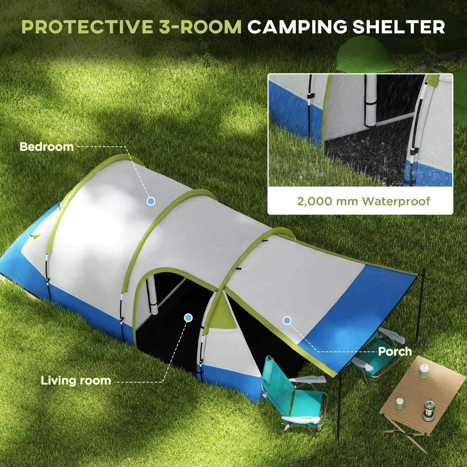 Porch Tent, Time-limited sale Green Award-winning Accessories Man With Two-Room Three And Outsunny -