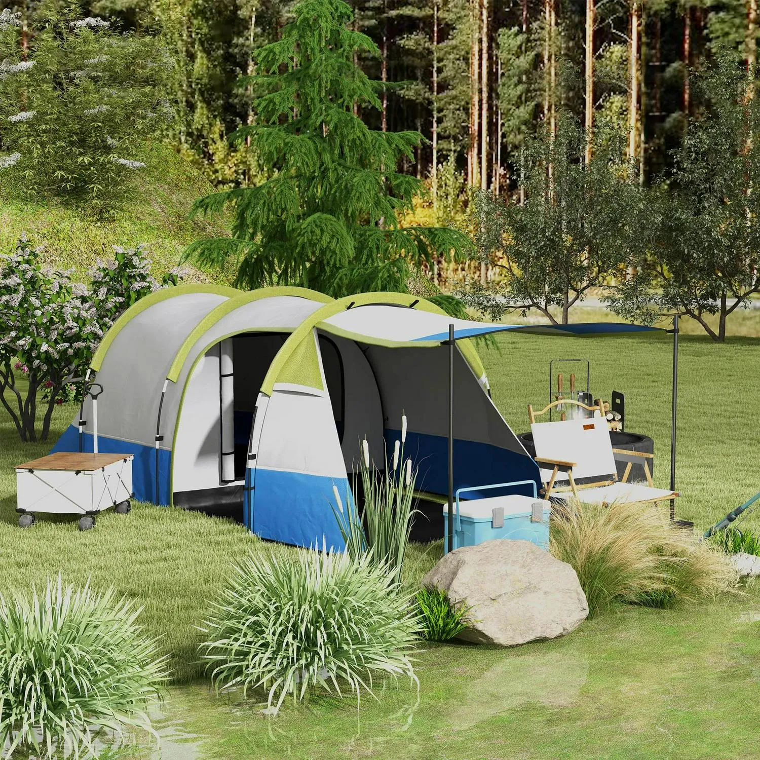 Porch Tent, Time-limited sale Green Award-winning Accessories Man With Two-Room Three And Outsunny -