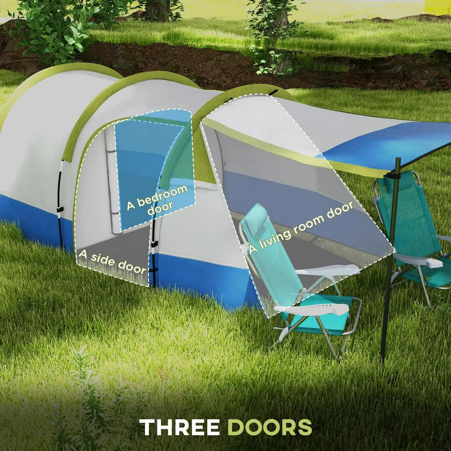 Porch Tent, Time-limited sale Green Award-winning Accessories Man With Two-Room Three And Outsunny -