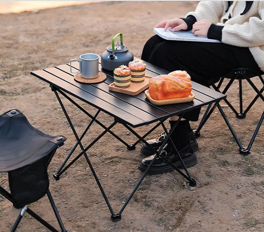 Portable Aluminum Camping Table, Lightweight Folding Design, 15.7" x 13.8"