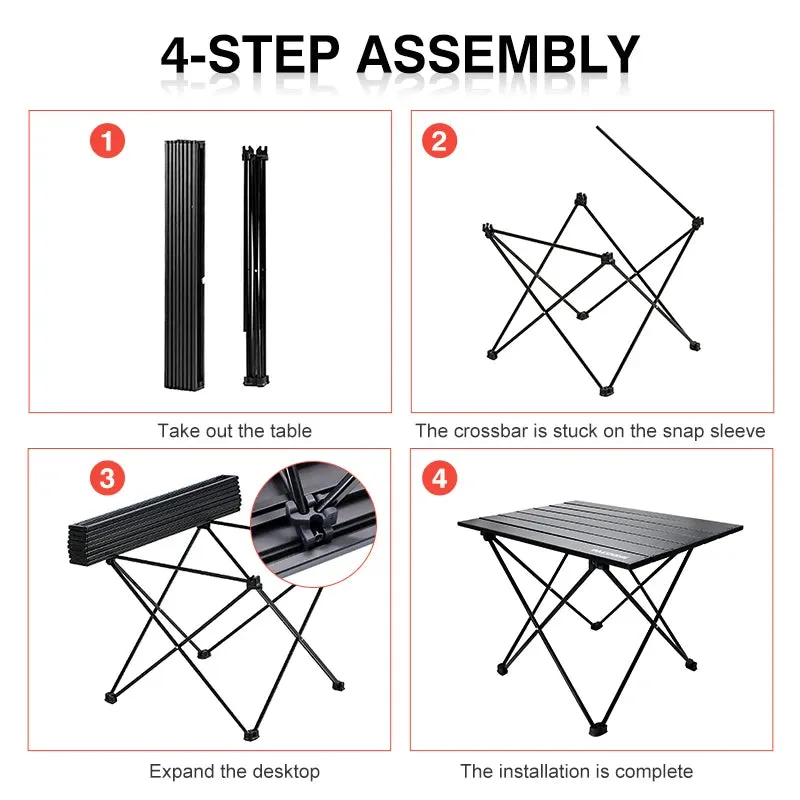 Portable Aluminum Camping Table, Lightweight Folding Design, 15.7" x 13.8"