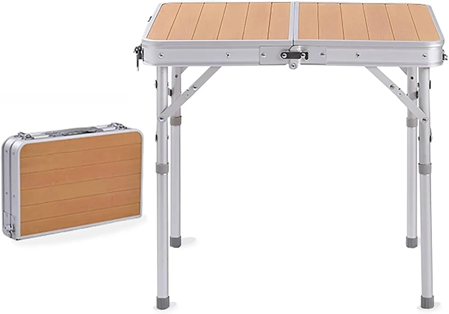 Portable Aluminum Camping Table Outdoor Picnic Folding Table 2 Heights Adjustable for Picnics, BBQ, RV Traveling Camping, Fishing, and Picnics