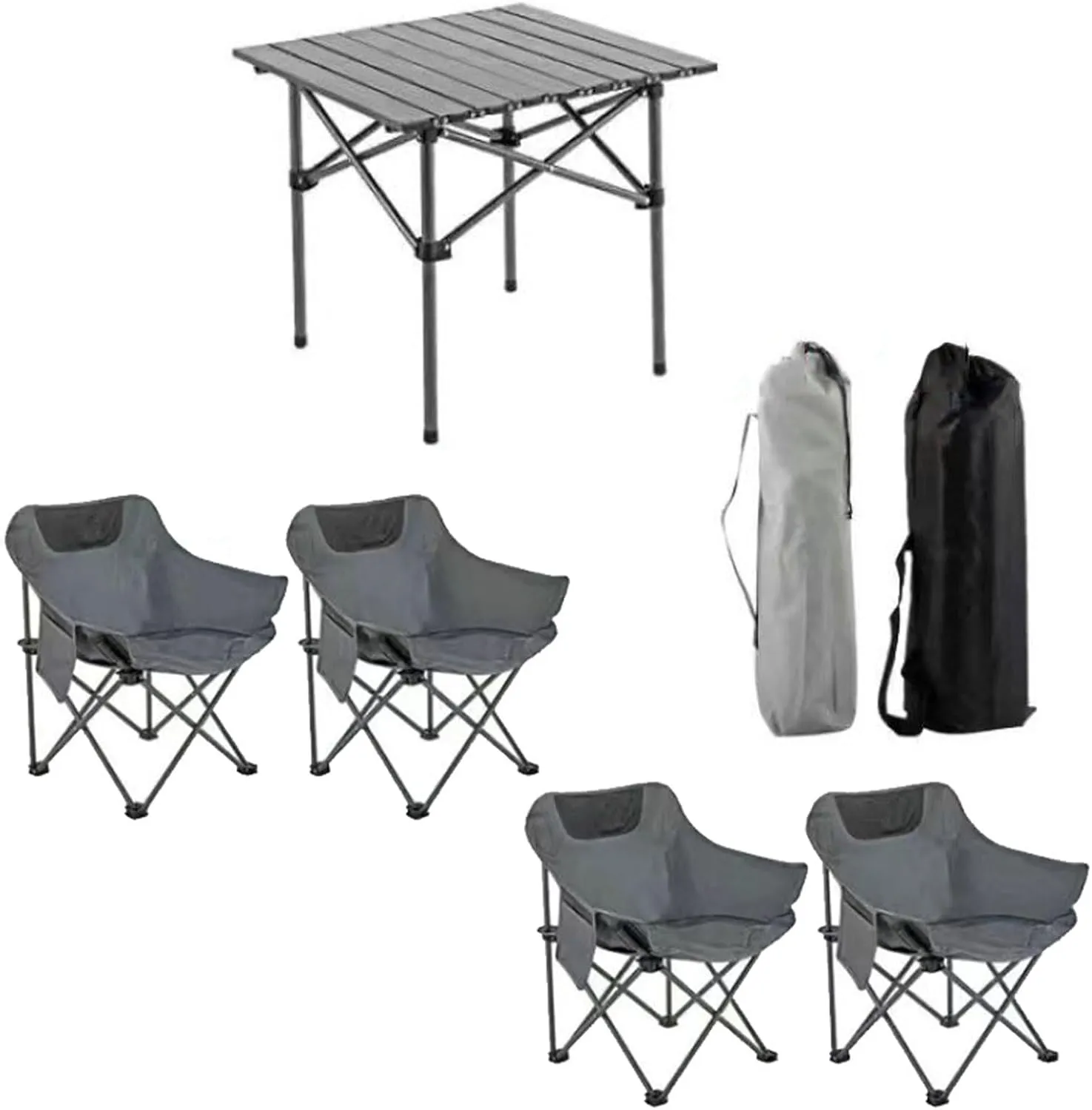 Portable Aluminum Camping Table Set with Foldable Design Lightweight Roll up Table Top for Picnic BBQ Garden Hiking and Fishing Includes Air Pump