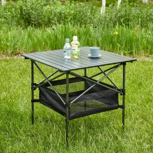 Portable Aluminum Folding Table with Carry Bag,Lightweight Roll-Up Rectangular Table for Camping,Picnics,Beach & Backyard, Indoor/Outdoor Use (27.56X27.56X27.56in)