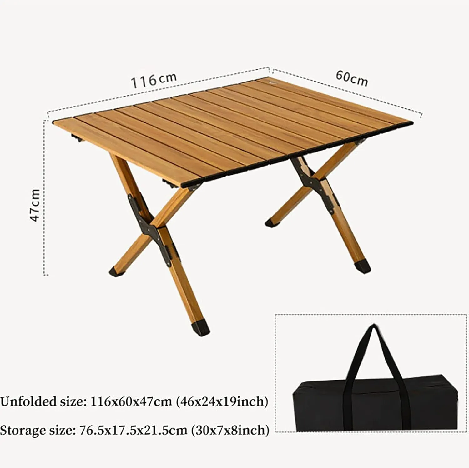 Portable Aluminum Outdoor Folding Table,Compact Beach Travel Table with Carry Bag Roll-up Grill Table for BBQ, Party, Camping,A,94x55x49cm