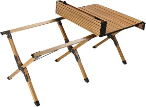 Portable Aluminum Outdoor Folding Table,Compact Beach Travel Table with Carry Bag Roll-up Grill Table for BBQ, Party, Camping,A,94x55x49cm