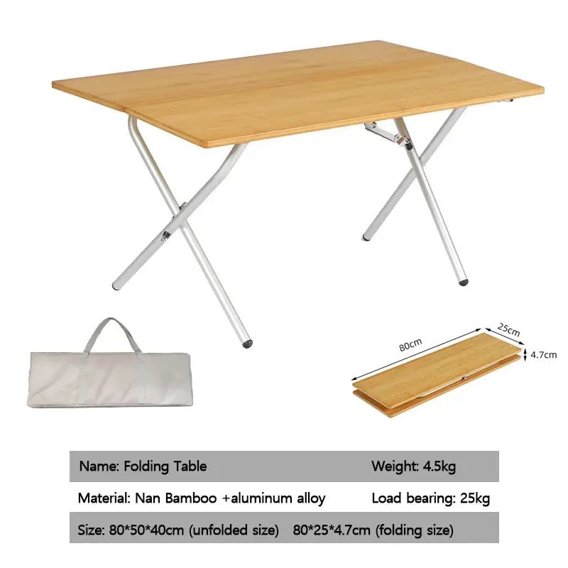 Portable Bamboo Folding Table for Outdoor Camping and Picnic