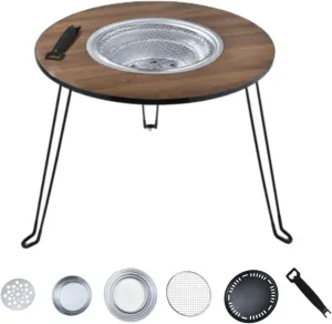 Portable Barbecue Charcoal Grill with Side Table, Folding BBQ for Outdoor Cooking, Camping, Picnics, Tailgating, and Hiking