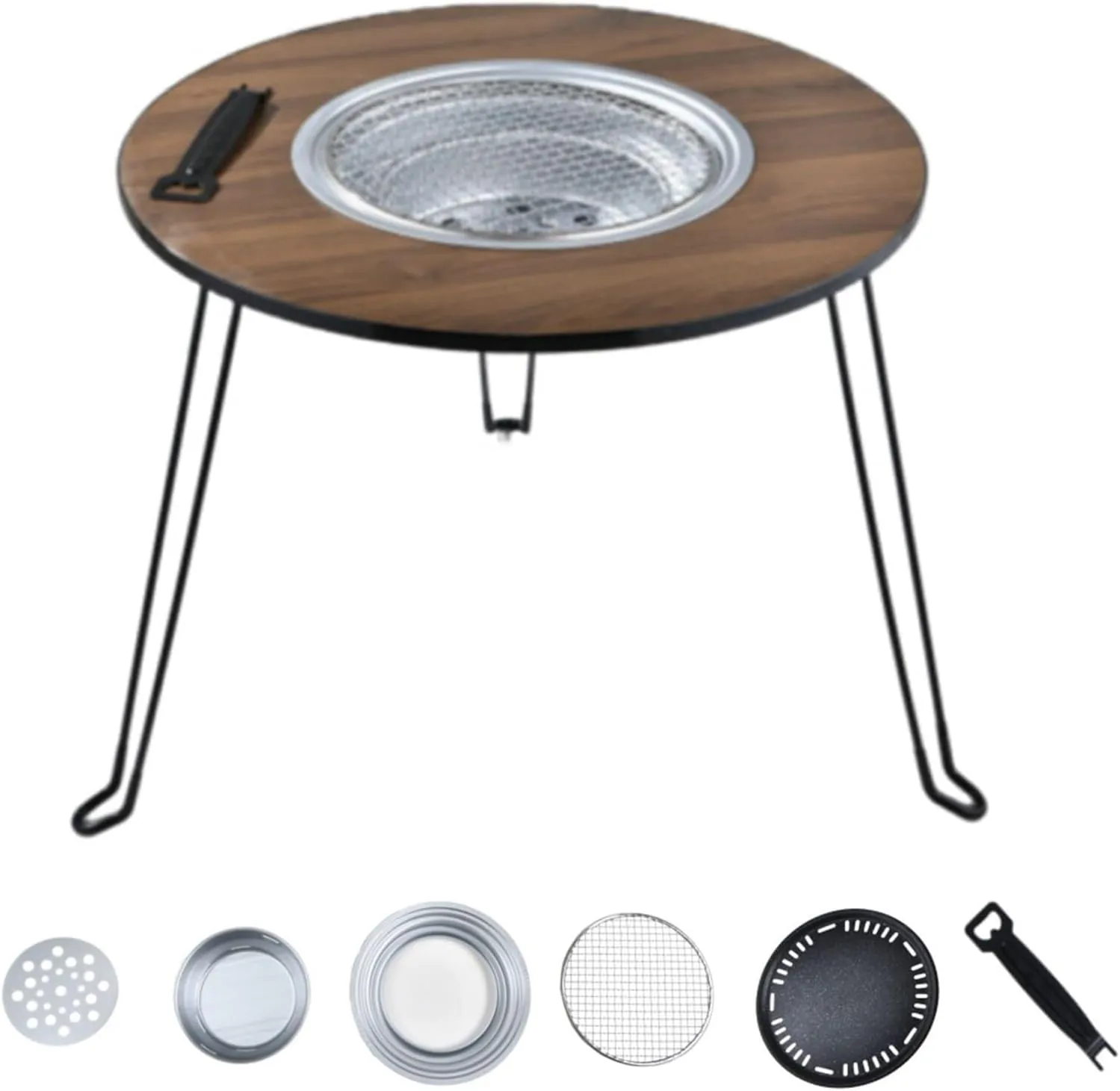 Portable Barbecue Charcoal Grill with Side Table, Folding BBQ for Outdoor Cooking, Camping, Picnics, Tailgating, and Hiking
