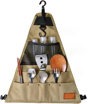 Portable Camping Kitchen Cookware Set Travel Storage Bag - Khaki S
