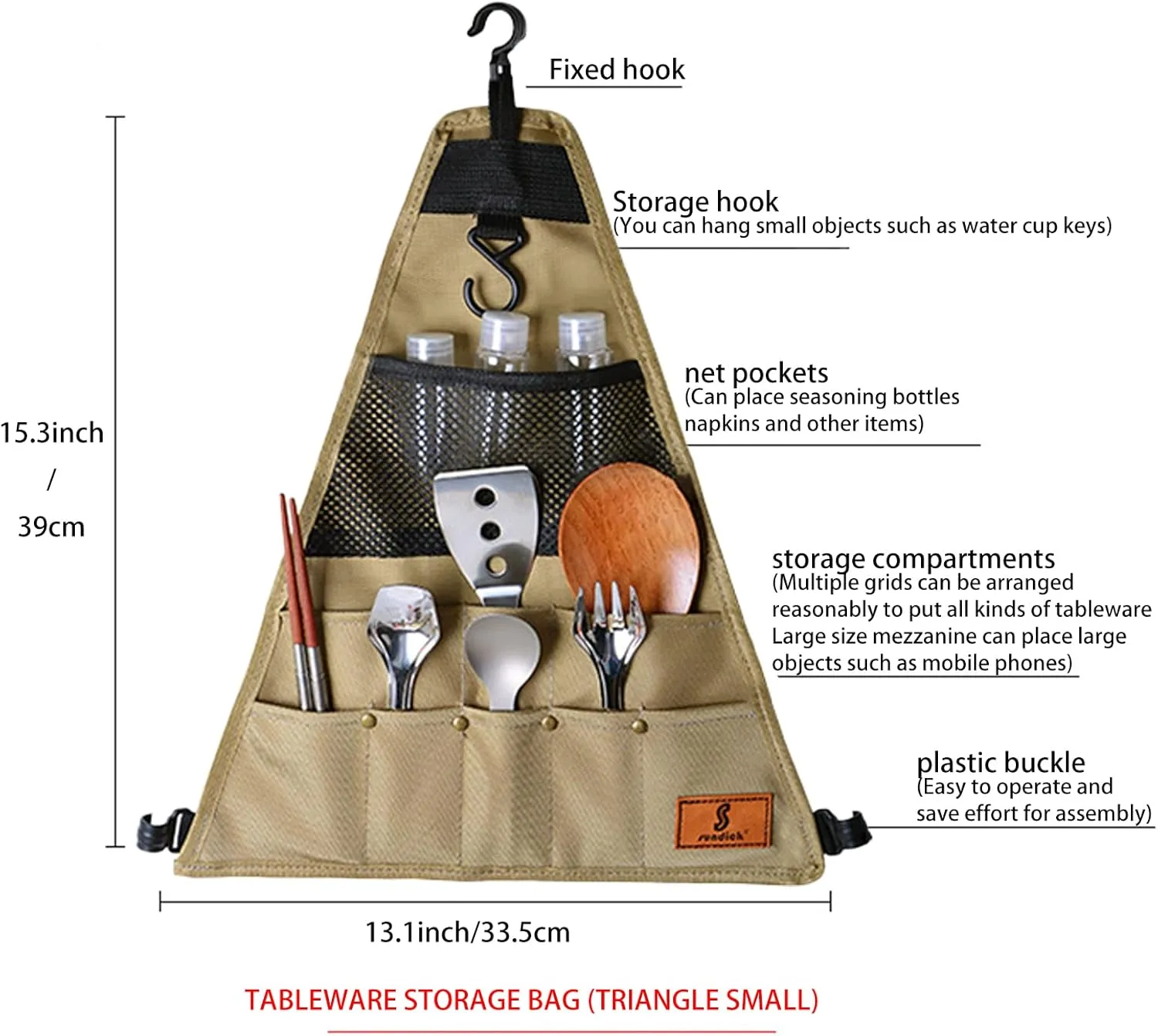 Portable Camping Kitchen Cookware Set Travel Storage Bag - Khaki S
