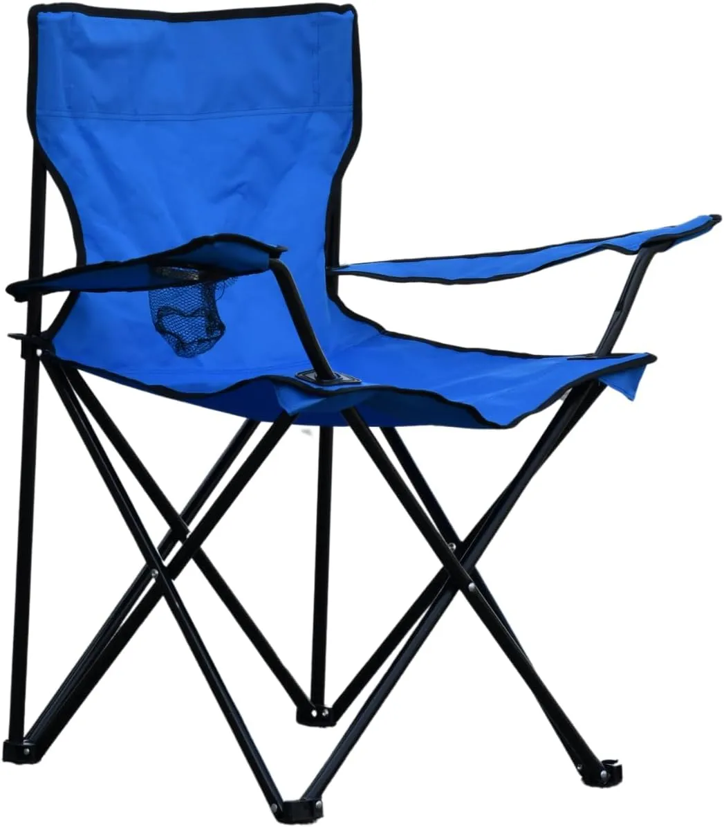Portable Camping Summer Chair with Cup Holder – Lightweight & Foldable Chair for Outdoor, Beach Chair, Hiking & Summer Adventures Available in (Blue Color)
