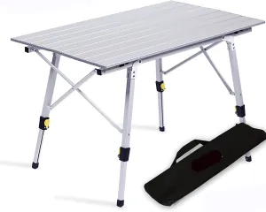 Portable Camping Table, Aluminum Alloy Light Folding Table, for Dining, Cutting, Cooking, Picnic, Outdoor, Beach, Hiking, Fishing (Color : A)