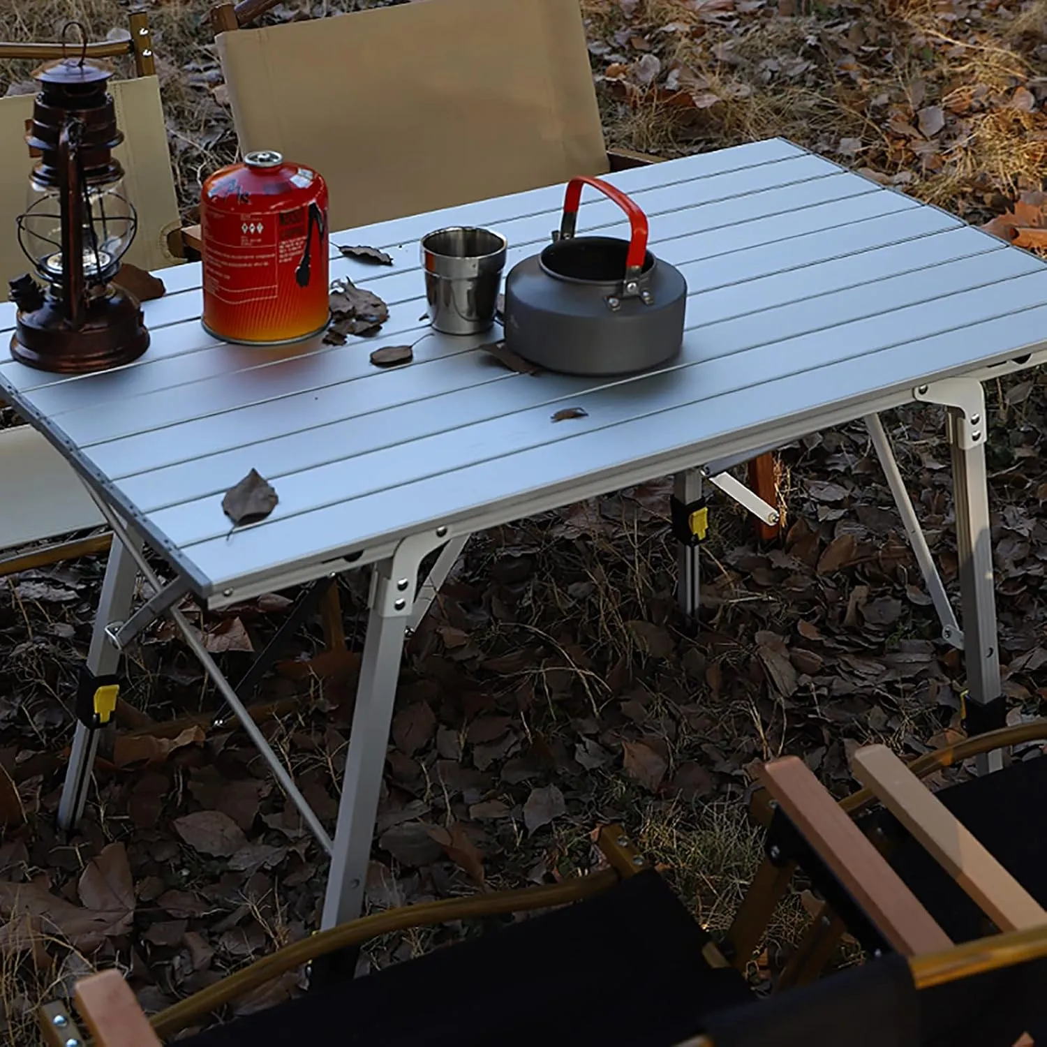 Portable Camping Table, Aluminum Alloy Light Folding Table, for Dining, Cutting, Cooking, Picnic, Outdoor, Beach, Hiking, Fishing (Color : A)