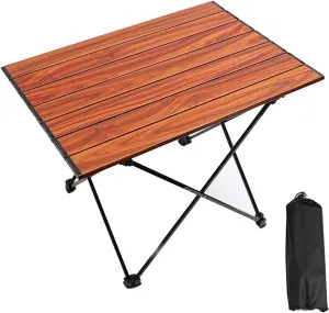 Portable Camping Table Compact Folding Table Ultra-Light Leisure Beach Table Stable and Comfortable Furniture for Hike Travel Fishing,Brown,S(Length41cm)